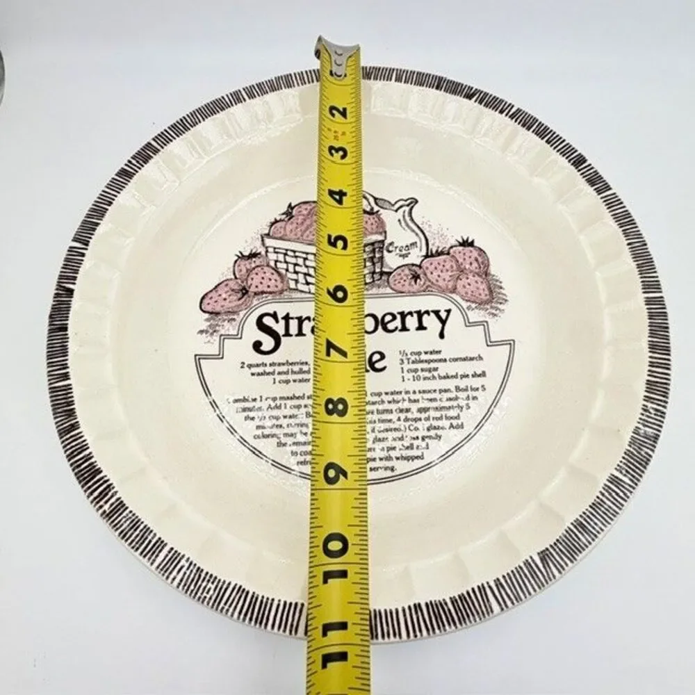 Vintage Strawberry Pie Recipe Plate Dish Baker Royal China Jeannette Ceramic USA